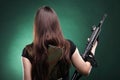 Army Woman With Gun - woman with rifle plastic Royalty Free Stock Photo