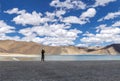 Armyman at Pangong Lake, Ladakh, India.