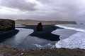 Arnardrangur black sand beach in Dyrholaey nature reserve in Iceland