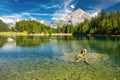 Arnisee with Swiss Alps. Arnisee is a reservoir in the Canton of Uri, Switzerland, Europe