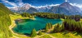 Arnisee with Swiss Alps. Arnisee is a reservoir in the Canton of Uri, Switzerland, Europe