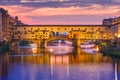 Arno And Ponte Vecchio At Sunset, Florence, Italy