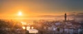 Arno River and Basilica at sunset Florence, Italy Royalty Free Stock Photo