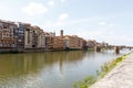 Arno River, Florence, Italy with magnificent houses lining the shore Royalty Free Stock Photo
