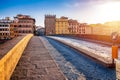 Arno river historic waterfront of Florence scenic sunset view Royalty Free Stock Photo