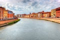 Arno river in Pisa, Tuscany, Italy. Royalty Free Stock Photo