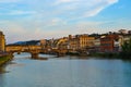 Arno river with Ponte Santa Trinita Holy Trinity Bridge at the Royalty Free Stock Photo