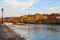 Arno river with Ponte Santa Trinita Holy Trinity Bridge and Po Royalty Free Stock Photo