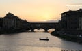 Arno river with Ponte Vecchio, `Old Bridge`, sunset view, Florence, Italy Royalty Free Stock Photo