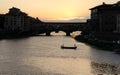 Arno river with Ponte Vecchio, `Old Bridge`, sunset view, Florence, Italy Royalty Free Stock Photo