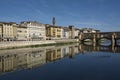 Arno River and Ponte Vecchio with Reflection Royalty Free Stock Photo