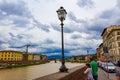 Arno river summer dramatic sky view Florence Italy