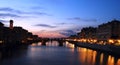 Arno River sunset in Florence,Italy Royalty Free Stock Photo