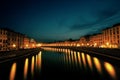 Arno River, sunset view, Italy Royalty Free Stock Photo