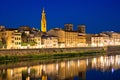 Arno river waterfront in Florence evening view Royalty Free Stock Photo