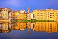 Arno river waterfront morning reflections in Florence Royalty Free Stock Photo