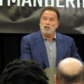 Arnold Schwarzenegger speaks in Columbus, Ohio on March 3 2024