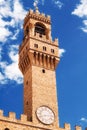 Arnolfo`s tower, part of Palazzo Vecchio The Old Palace on Piazza della Signoria, Florence