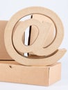 Arobase at sign cardboard arrobas concept online shopping ecommerce delivery service