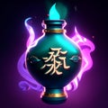 Aroma bottle with chinese hieroglyphs. Vector illustration generative AI Royalty Free Stock Photo