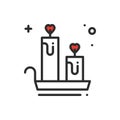 Aroma candle line icon. Heart sign and symbol. Love romantic spa aromatherapy aroma wellness relaxation theme. Royalty Free Stock Photo