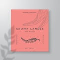 Aroma candle vector label template. Chilly pepper scent from local purveyors advert design Ink style sketch background