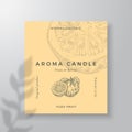 Aroma candle vector label template. Exotic Yuzu fruit scent from local purveyors advert design. Ink style sketch