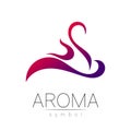 Aroma creative art vector symbol in gradiend. Perfume element, smoke cigarette hot, vapor and cloud icon. Modern design