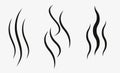 Aroma icon set. Smoke illustration Smell icons. Cooking steam or warm aroma smell mark, steaming vapour odour symbols