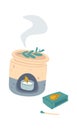 Aroma lamp with burning candle and matchbox Aromatherapy flat icon