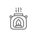 Aroma lamp, gas burner line icon.