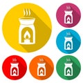 Aroma lamp icon or logo, color set with long shadow Royalty Free Stock Photo