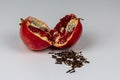 Aroma of pomegranate and cloves. Juicy and captivating. The miracle of red love Royalty Free Stock Photo