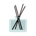 Aroma reed diffuser. Wooden aroma sticks in a glass jar isolated on white background . Vector illustration Royalty Free Stock Photo