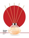 Aroma reed diffuser with wooden sticks. Home Fragrance. Vector Royalty Free Stock Photo