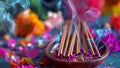 aroma sticks in the Buda spa salon. Selective focus.