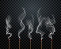 Aroma sticks smoke vector background on transparent. Wood stick scent air aromatherapy