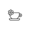 Aroma tea cup with flower line icon Royalty Free Stock Photo