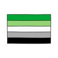 Aromantic pride flag doodle icon, vector color line illustration