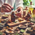 Aromatherapist Creates handmade aromatherapy products using es Royalty Free Stock Photo