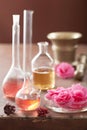Aromatherapy and alchemy with pink flowers