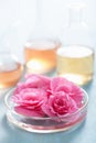 Aromatherapy and alchemy with pink flowers