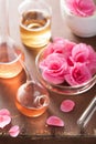 Aromatherapy and alchemy with pink flowers