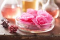Aromatherapy and alchemy with pink flowers
