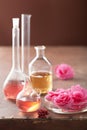 Aromatherapy and alchemy with pink flowers