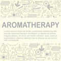 Aromatherapy. Background with icons for aromatherapy and relaxation with place for you text. Pattern for design.