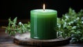 Aromatherapy candle brings relaxation and wellbeing to nature table generated by AI