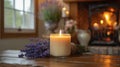 aromatherapy candle, illuminate your space with a lavender-scented soy candle, bringing a cozy and peaceful atmosphere