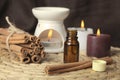 Aromatherapy - candles and cinnamon Royalty Free Stock Photo