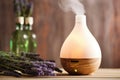 an aromatherapy diffuser emitting a lavender scent in a cozy spa setting Royalty Free Stock Photo